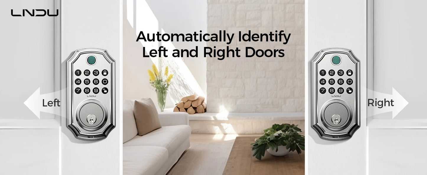 LNDU Smart Door Lock D280L Fingerprint Lock&Keypad Combination Lock All-in-One Intelligent Door Lock Waterproof Door Locks