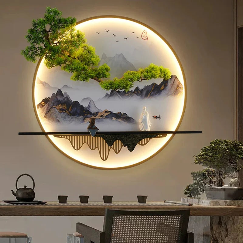RONIN Modern Wall Picture Light Inside Creative Chinese Landscape Mural Sconces Lamp LED for Home Living Bedroom Study