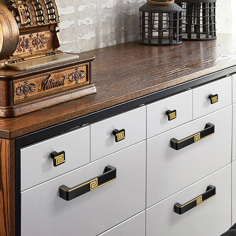 AOBT Brass Furniture Handles Nordic Fresh Chinese American Gold/Black/Bronze Cabinet Door Drawer Wardrobe Dresser Pulls Knobs