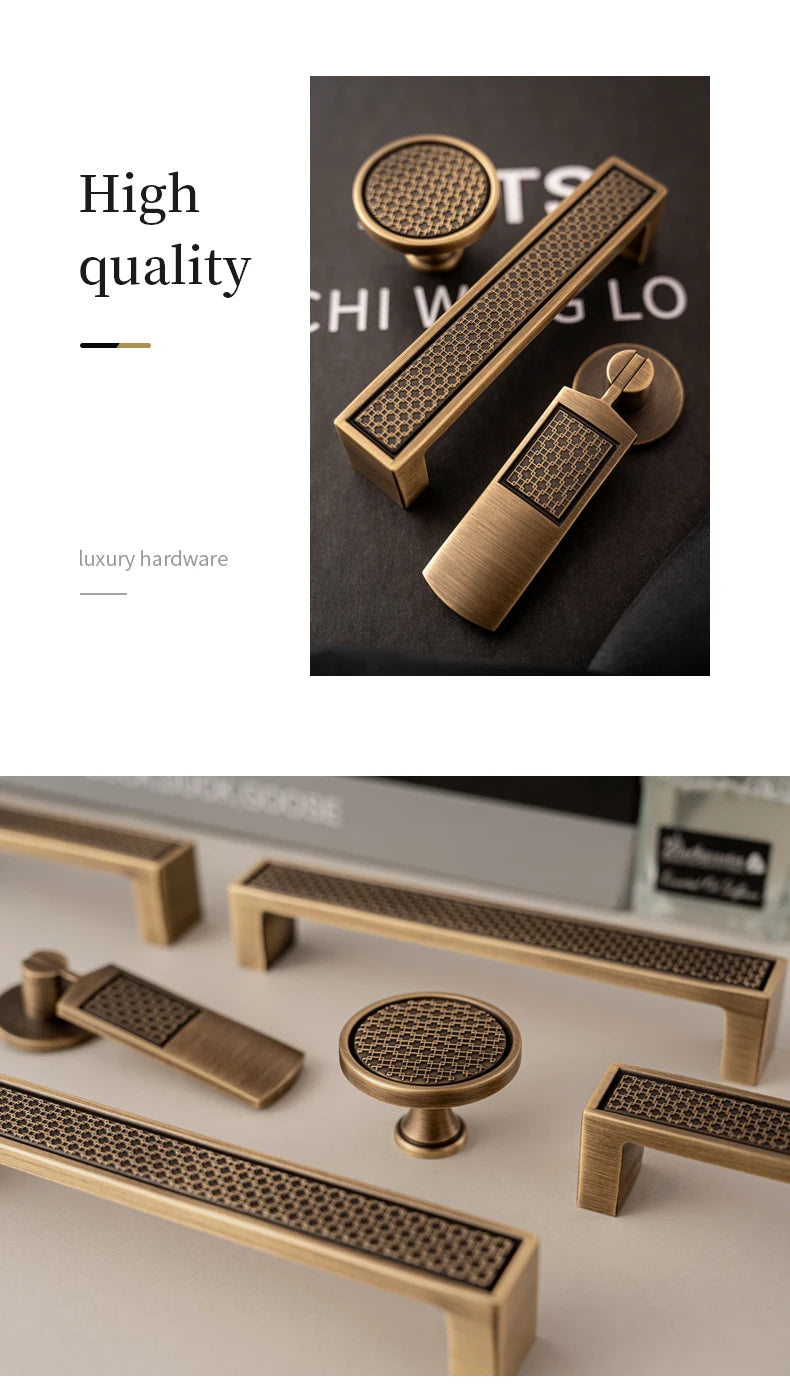 Antique Brass Handle Luxury Bronze Pull Kitchen Cabinet Handle Wardrobe Drawer Knob