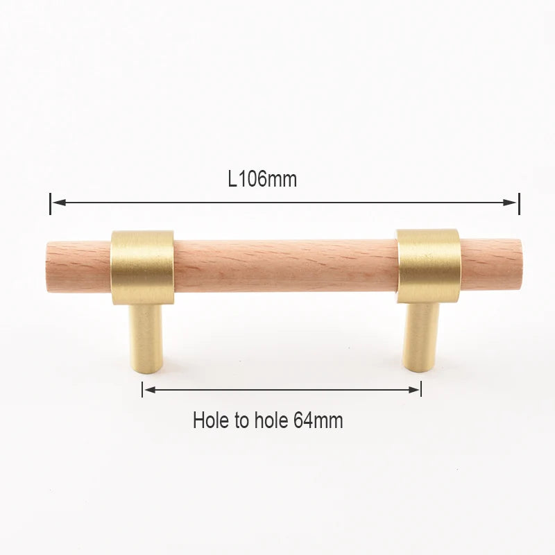 Nordic Beech Walnut Wooden Handle Drawer Knobs Wardrobe T Bar Long Handle Cupboard Knob Kitchen Cabinet Pulls Furniture Hardware