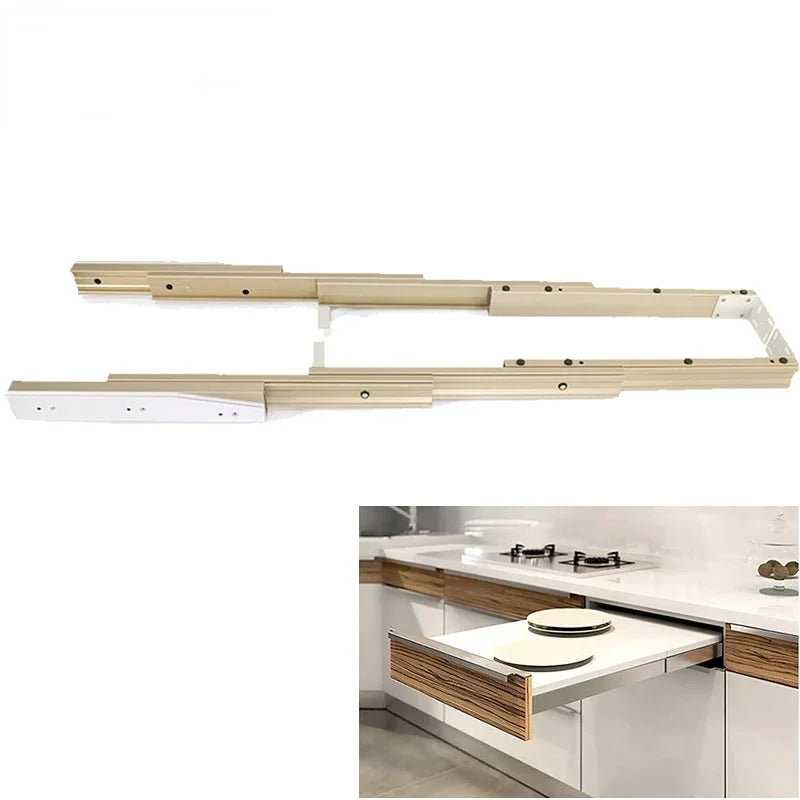 Simpler, flat push type,Concealed folding drawer slides , Aluminum telescopic table guide rail, Flat push folding desk hinge