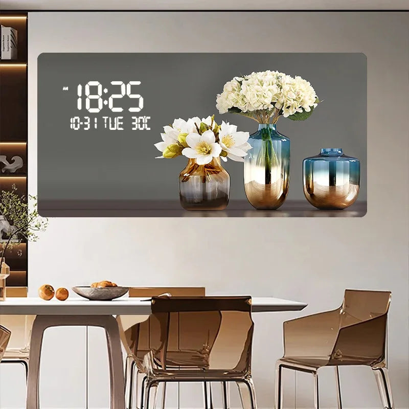 Large Size Abstract Geometric Artwork Digital Disply Wall Clock, Luxurious Quartz Clock Home Decor,living Room,bed Room Décor