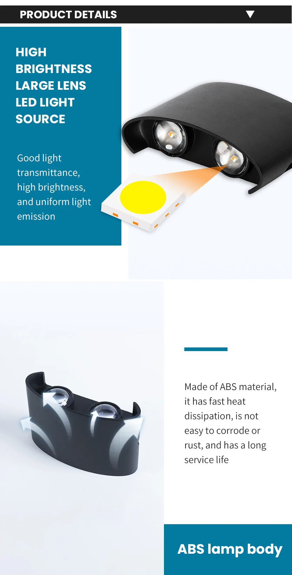 LED Wall Lamp Outdoor Waterproof IP66 Interior Wall Light 4W Garden Lights Bedroom Living Room Stairs Lighting