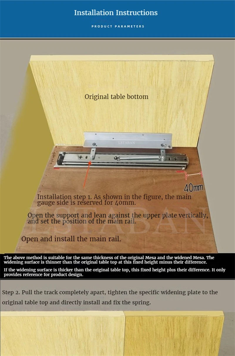 Heavy Pull Out Pop Up Slide Rail Supporting Bracket Furniture Table Top Conceal Folding Leaf Extension Slide Rail