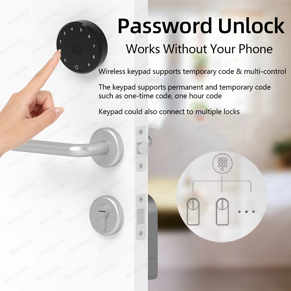 RAYKUBE A1 Ultra Tuya BLE Intelligent Electronic Door Lock with Wireless Fingerprint Keypad Lock FPT1 Punch-free installation