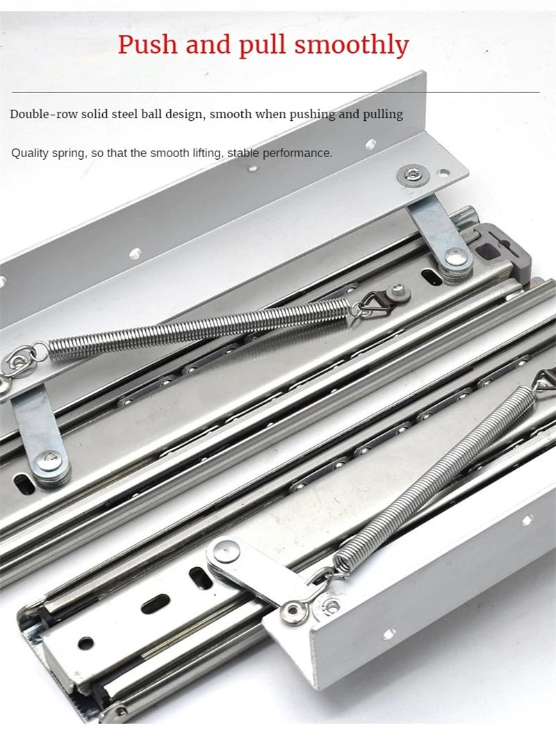 Heavy Pull Out Pop Up Slide Rail Supporting Bracket Furniture Table Top Conceal Folding Leaf Extension Slide Rail
