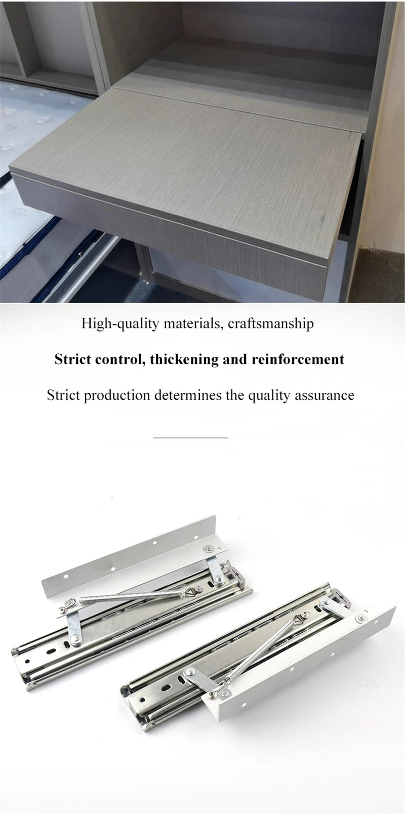 Heavy Pull Out Pop Up Slide Rail Supporting Bracket Furniture Table Top Conceal Folding Leaf Extension Slide Rail