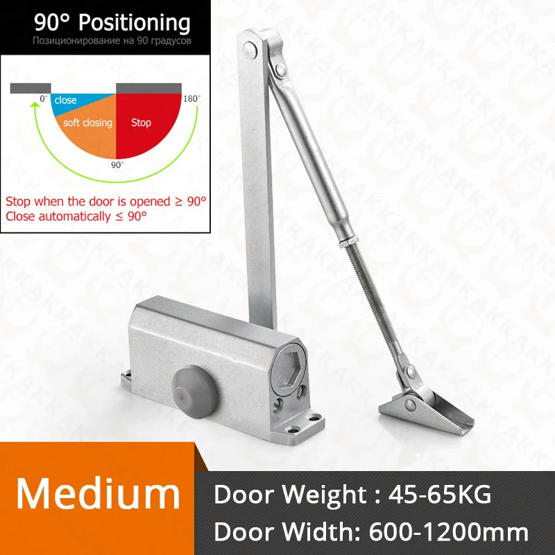 KAK Automatic Door Closer 2 Spring Hydraulic Buffer Adjustable Door Stopper Speed Mute Closing For 25 to 80KG Door Hardware