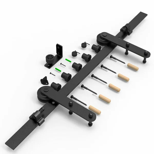 WOLFBIRD Heavy Duty Barn Sliding Door Hardware Kit Suitable for Single Wooden Door 4FT-10FT Slides Rail System + Floor Guide