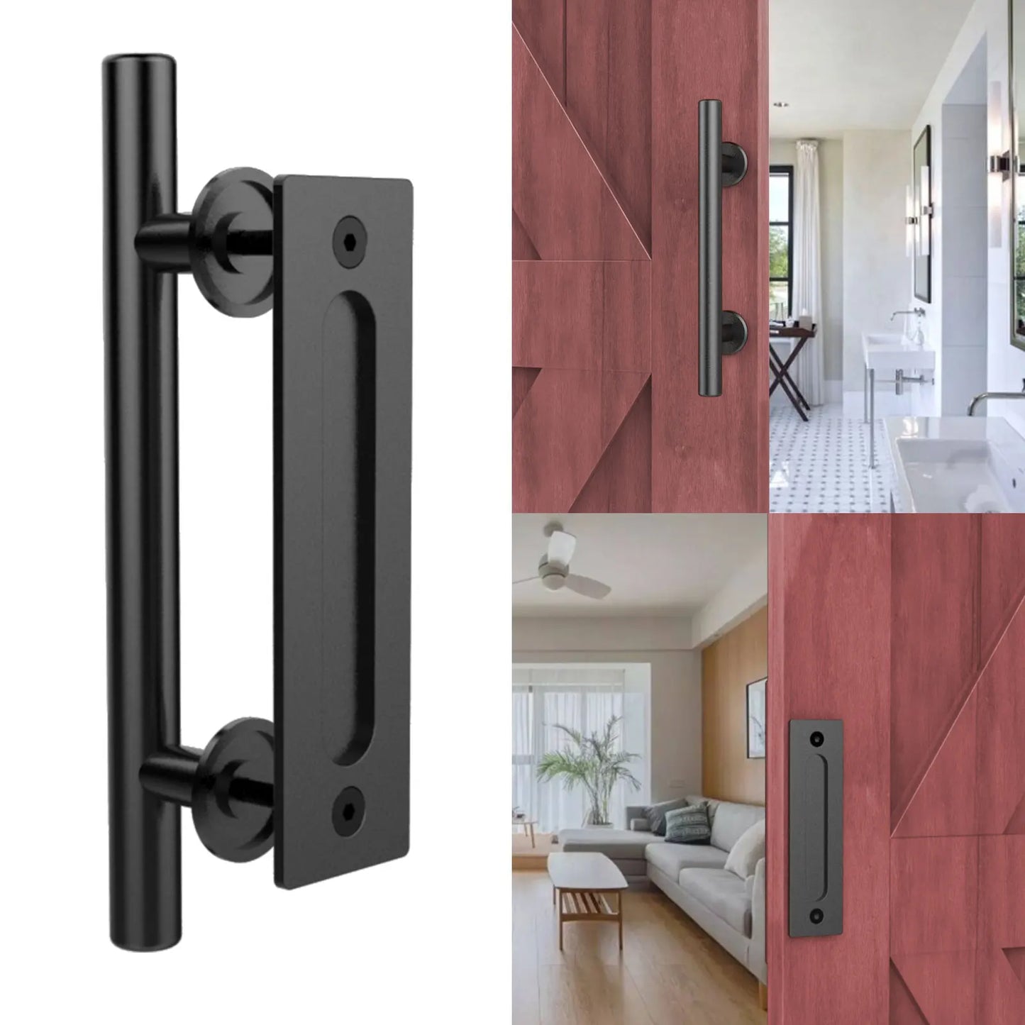 WOLFBIRD Sliding Barn Door Handle Pull Cabinet Flush Hardware Set Wood Door Handle Interior Door Furniture Handle Hardware
