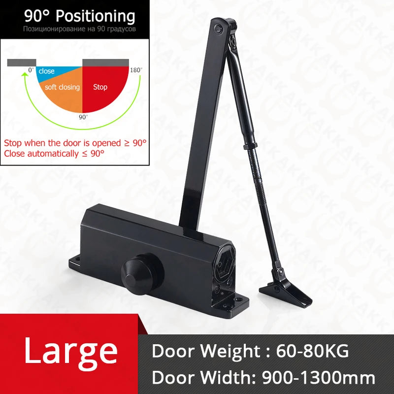 KAK Automatic Door Closer 2 Spring Hydraulic Buffer Adjustable Door Stopper Speed Mute Closing For 25 to 80KG Door Hardware