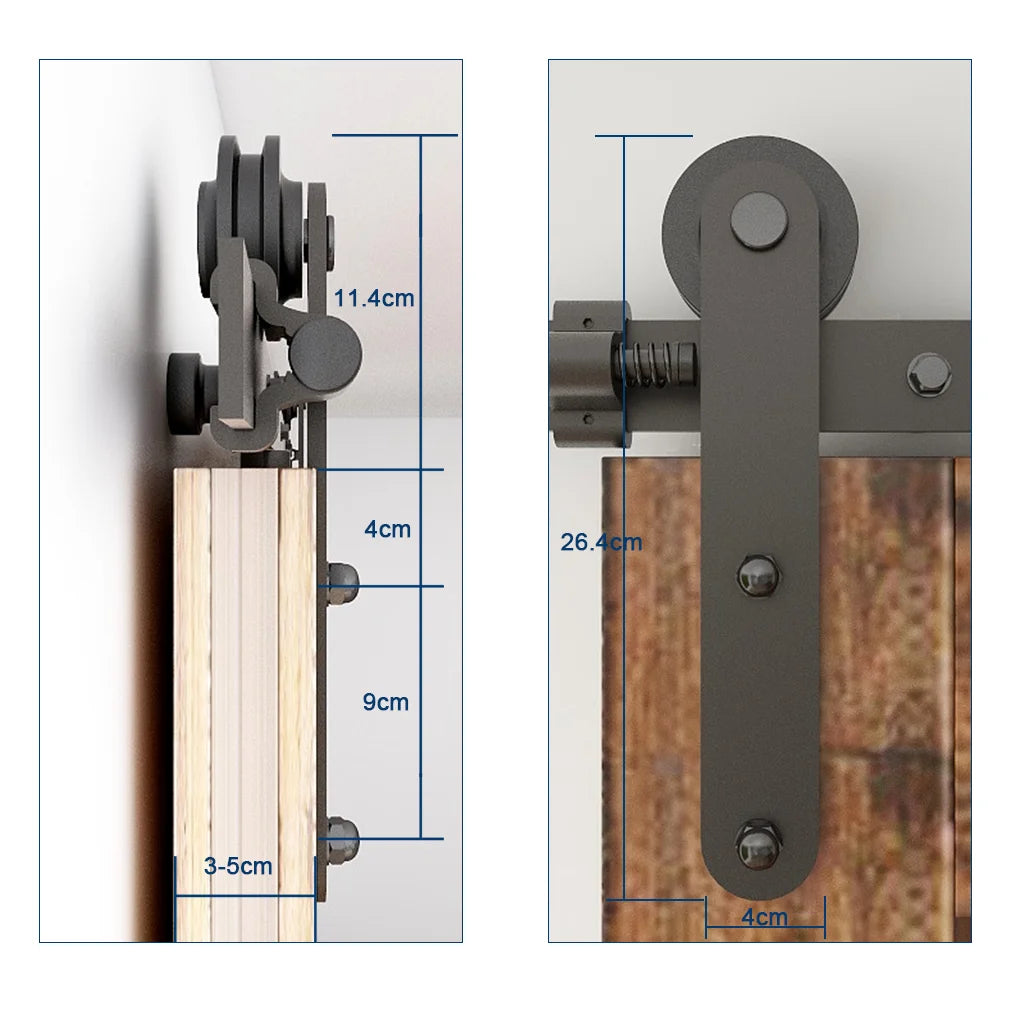 WOLFBIRD Barn Door Track Kit for Double Door Barn Door System Slide Kit Sliding Door Rail Kit L Shape Roller
