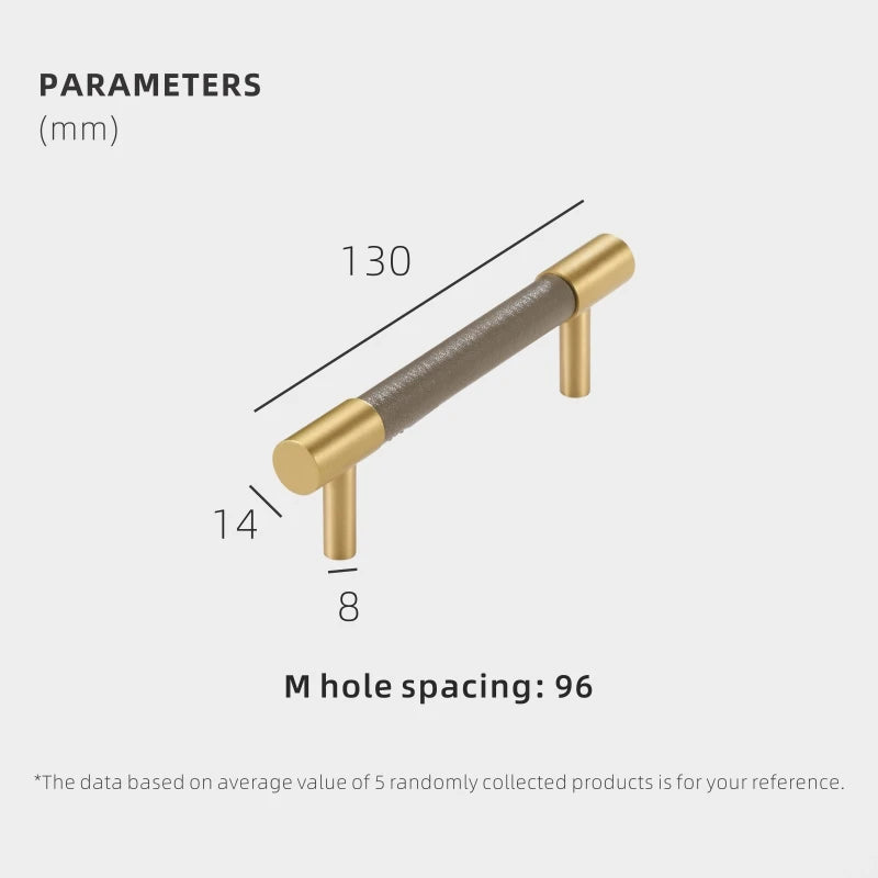 DOOROOM Brass & Real Leather Furniture Handles – Luxury Gray Drawer Pulls for Cabinets, Dressers & Wardrobes