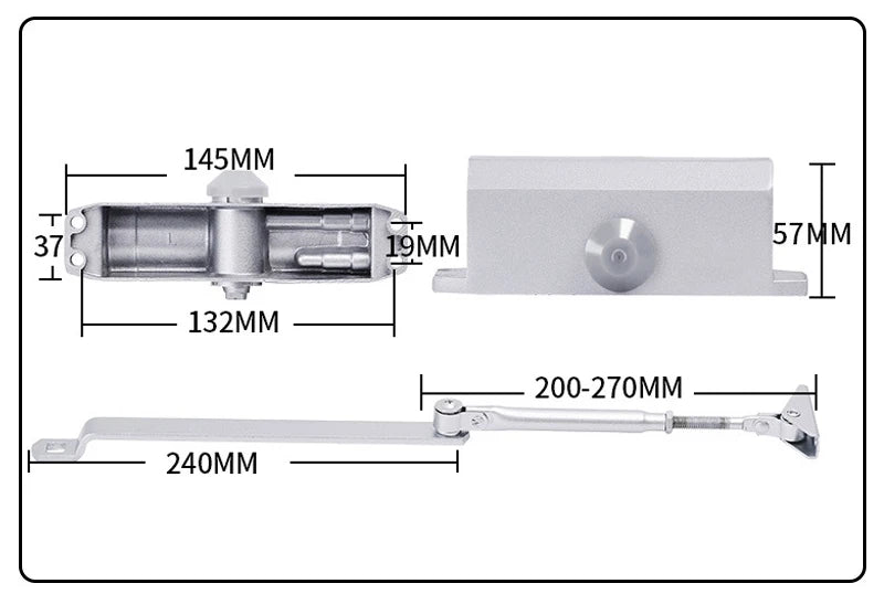KAK Automatic Door Closer 2 Spring Hydraulic Buffer Adjustable Door Stopper Speed Mute Closing For 25 to 80KG Door Hardware