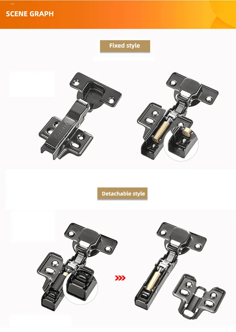 1pc Cold Rolling Steel Furniture Hinge Black-Grey Door Hydraulic Hinges Damper Buffer Soft Close For Cabinet Hardware