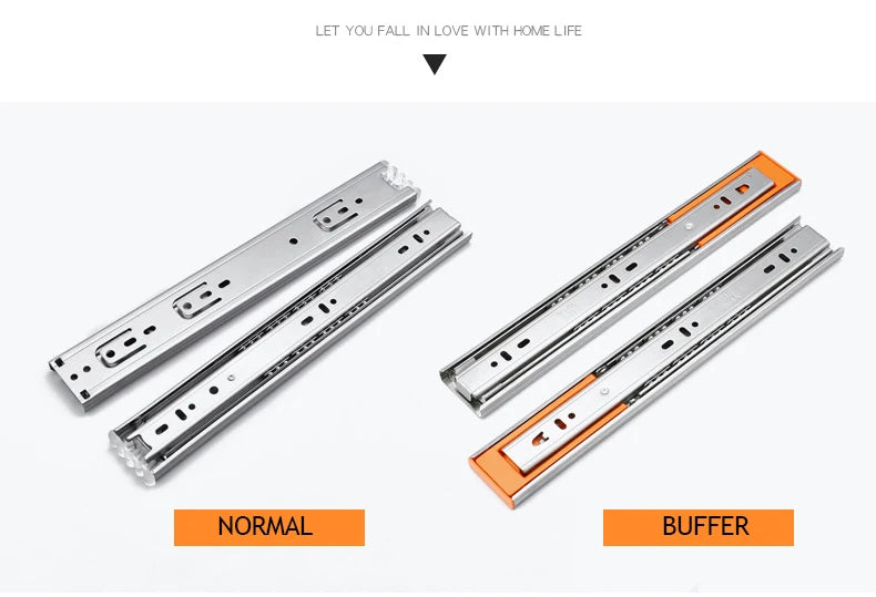 KAK 10" - 22" Stainless Steel Drawer Slides Soft Close Drawer Track Three-Section Drawer Rails Cabinet Roller Furniture Hardware