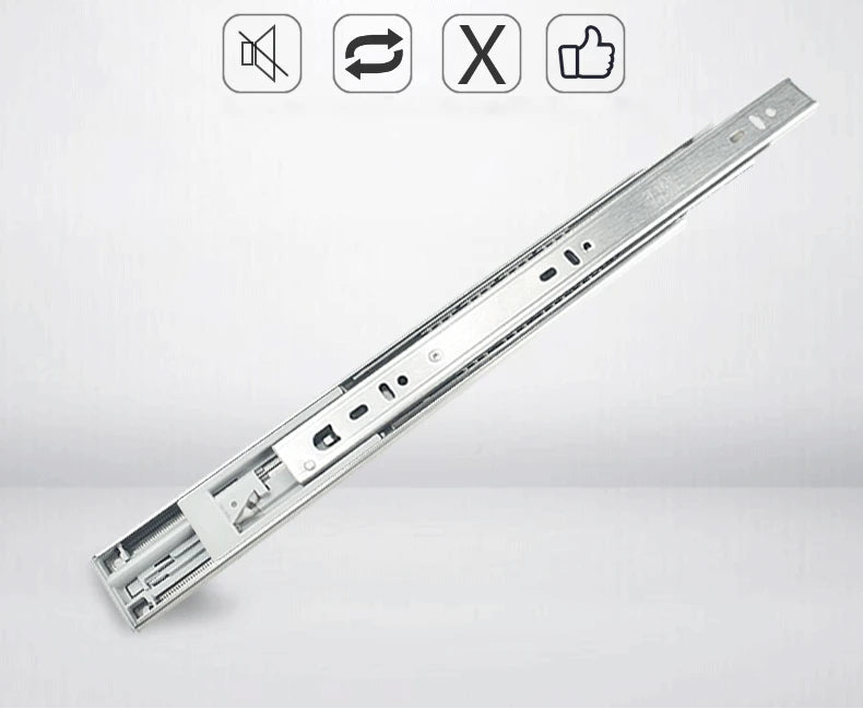 KAK 10" - 22" Stainless Steel Drawer Slides Soft Close Drawer Track Three-Section Drawer Rails Cabinet Roller Furniture Hardware