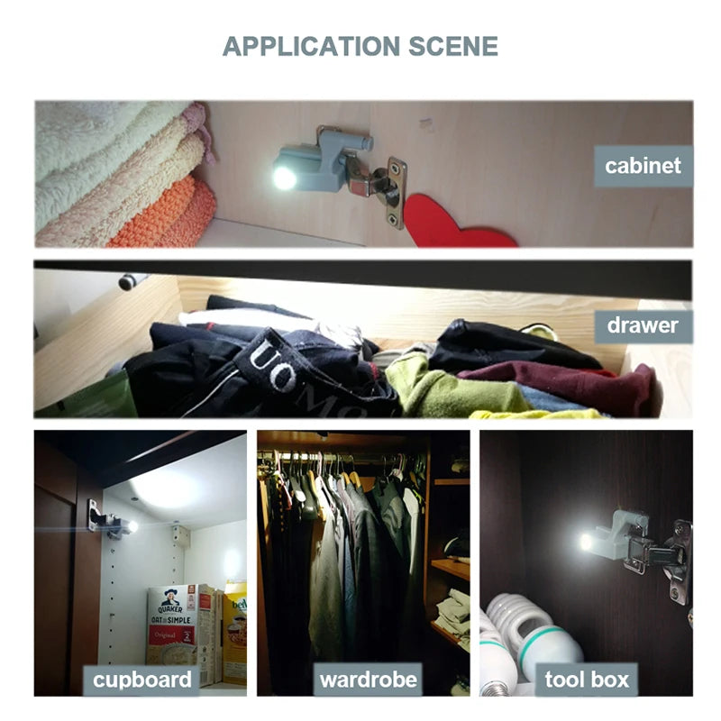 10PCS KAK LED Cabinet Hinge Light Universal Kitchen Bedroom Living Room Cupboard Wardrobe 0.25W Inner Sensor light Hardware