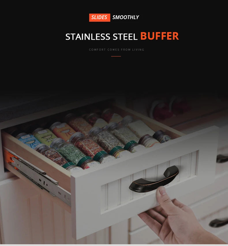 KAK 10" - 22" Stainless Steel Drawer Slides Soft Close Drawer Track Three-Section Drawer Rails Cabinet Roller Furniture Hardware
