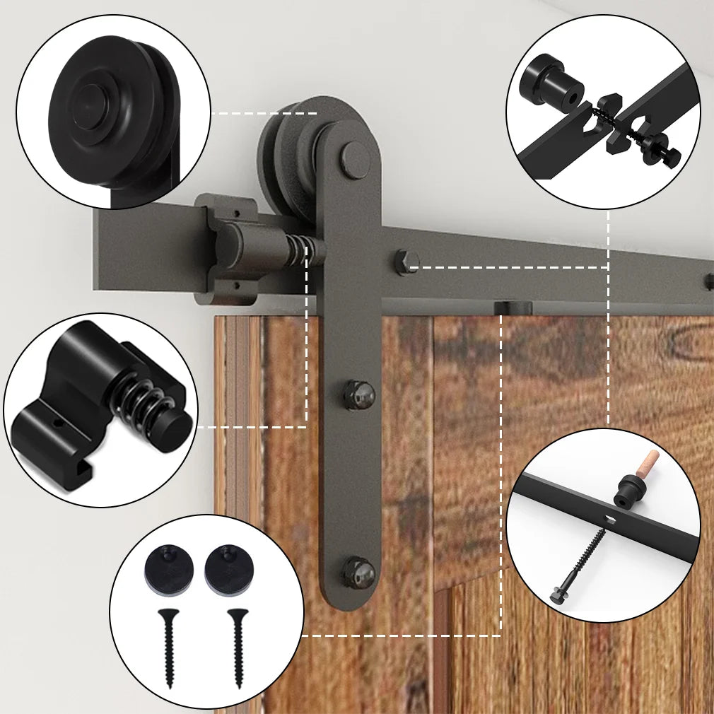 WOLFBIRD Barn Door Track Kit for Double Door Barn Door System Slide Kit Sliding Door Rail Kit L Shape Roller
