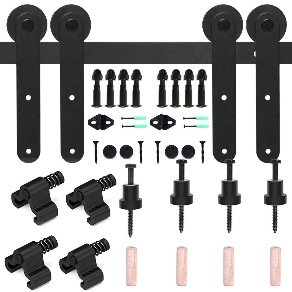 WOLFBIRD Barn Door Track Kit for Double Door Barn Door System Slide Kit Sliding Door Rail Kit L Shape Roller