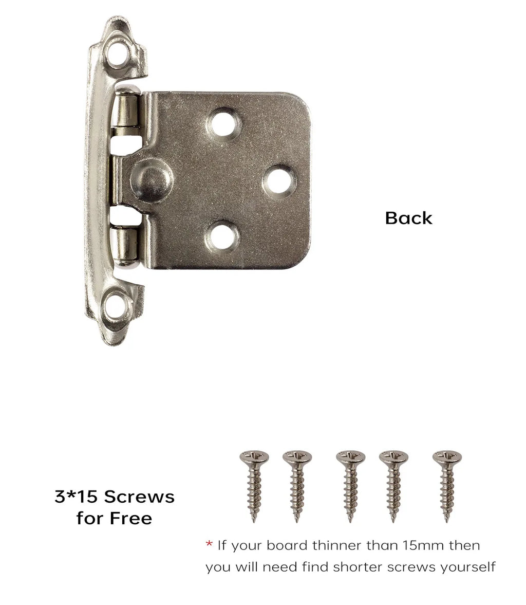 Decorative Metal Self Closing Cabinet Hinges for Wood Kitchen Furniture 1/2" Overlay Face Frame Cupboard Door Spring Hinge