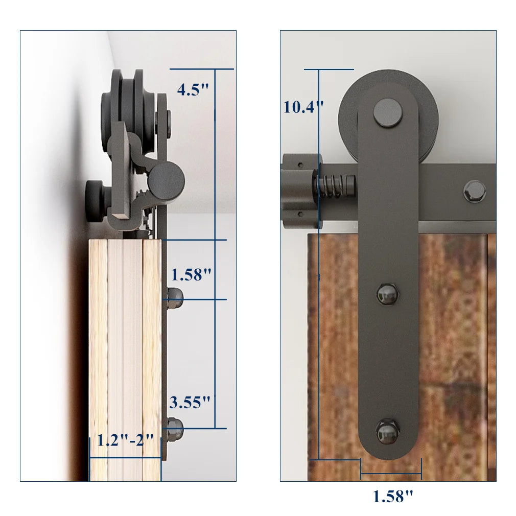 WOLFBIRD Heavy Duty Barn Sliding Door Hardware Kit Suitable for Single Wooden Door 4FT-10FT Slides Rail System + Floor Guide