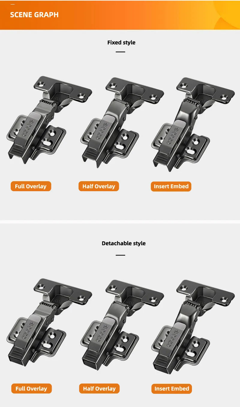1pc Cold Rolling Steel Furniture Hinge Black-Grey Door Hydraulic Hinges Damper Buffer Soft Close For Cabinet Hardware