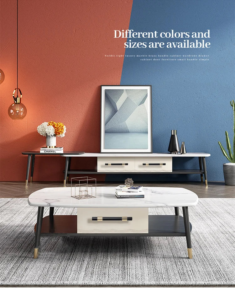 Natural Marble & Solid Brass Cabinet Pulls black set installed