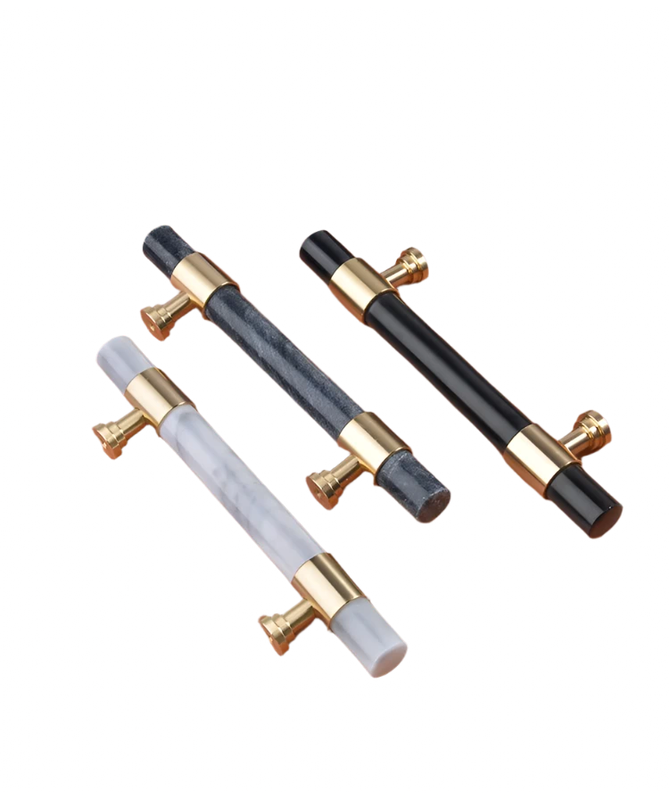 Natural Marble & Solid Brass Cabinet Pulls colors variation