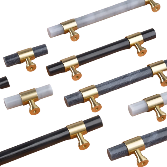 Natural Marble & Solid Brass Cabinet Pulls selection