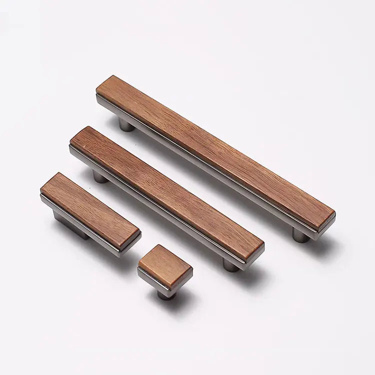 Black Walnut Cabinet Handles Pearl Grey Gold Square Drawer Knobs Bedroom Solid Wooden Wardrobe Pulls Simple Furniture Hardware
