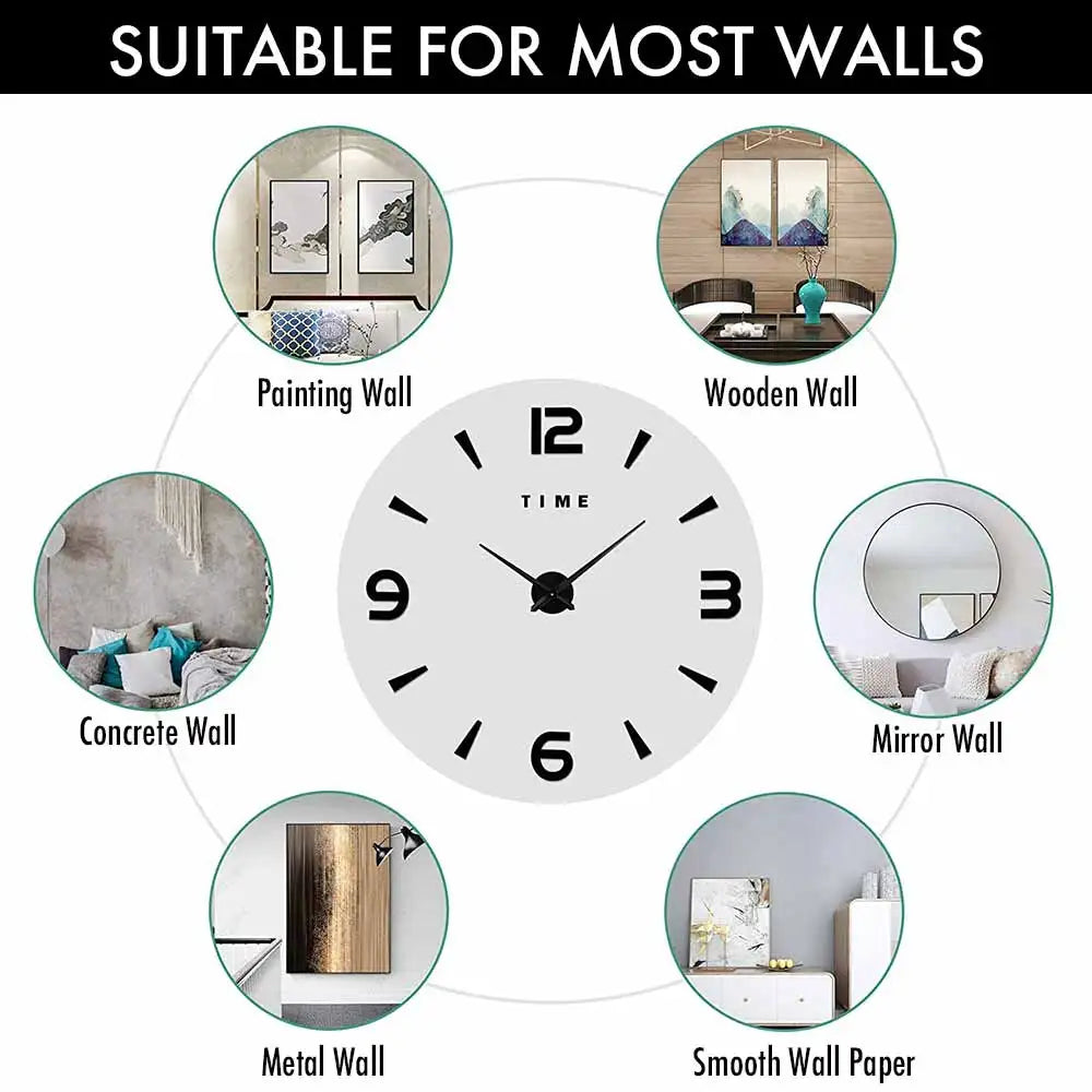 MCDFL 3D Large Wall Clock Self Adhesive Acrylic Mirror Stickers Giant Watches Timepiece Decoration Living Room for Home Interior