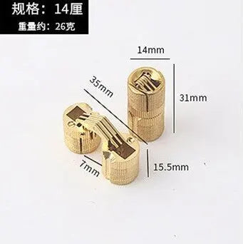 2pcs 8-18mm Copper Brass Door Hinges Cylindrical Hidden Cabinet Concealed Invisible Furniture Barrel Hinge For Hardware Gift Box