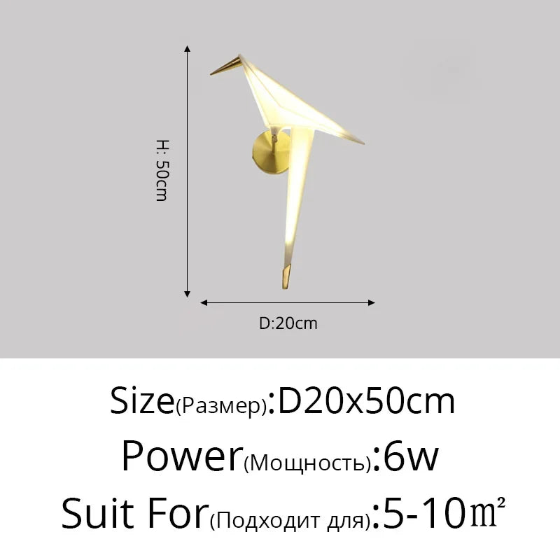Parrot Wall Lamp Plastic Bird Sconce Light For Bedside Loft Bedroom Study Foyer Dining Room