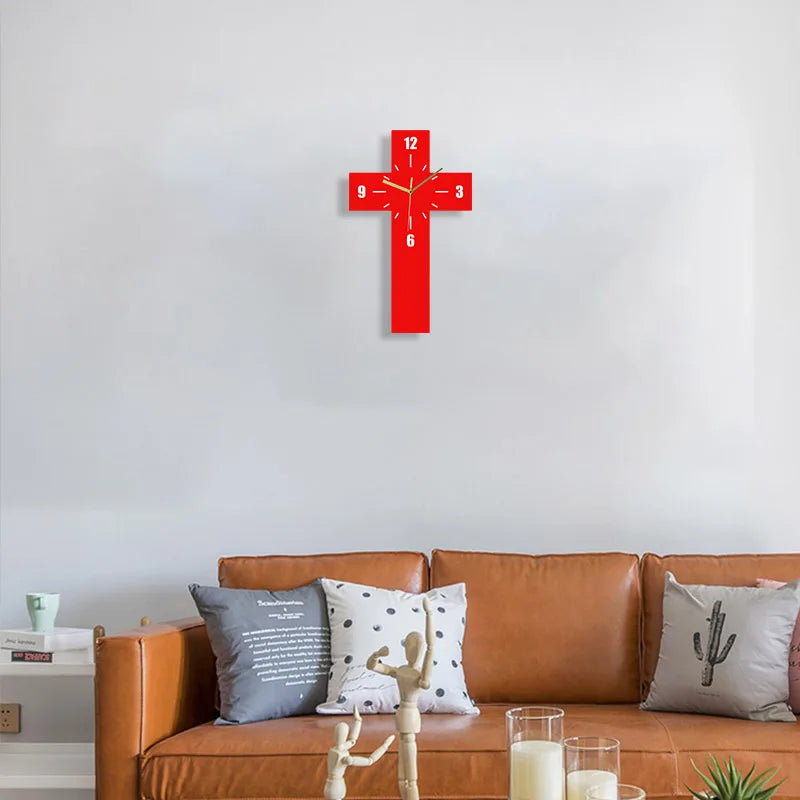 Creative Cross Clock Pendant Silent Suitable for Home Decoration Wall Decoration Halloween Room Decoration
