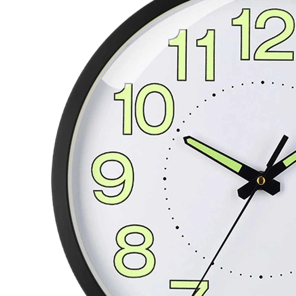 12inch Luminous Wall Clock Non-Ticking Silent Quartz Clock Energy-Absorbing Glow in The Dark Wall Time Clock for Bedroom Office