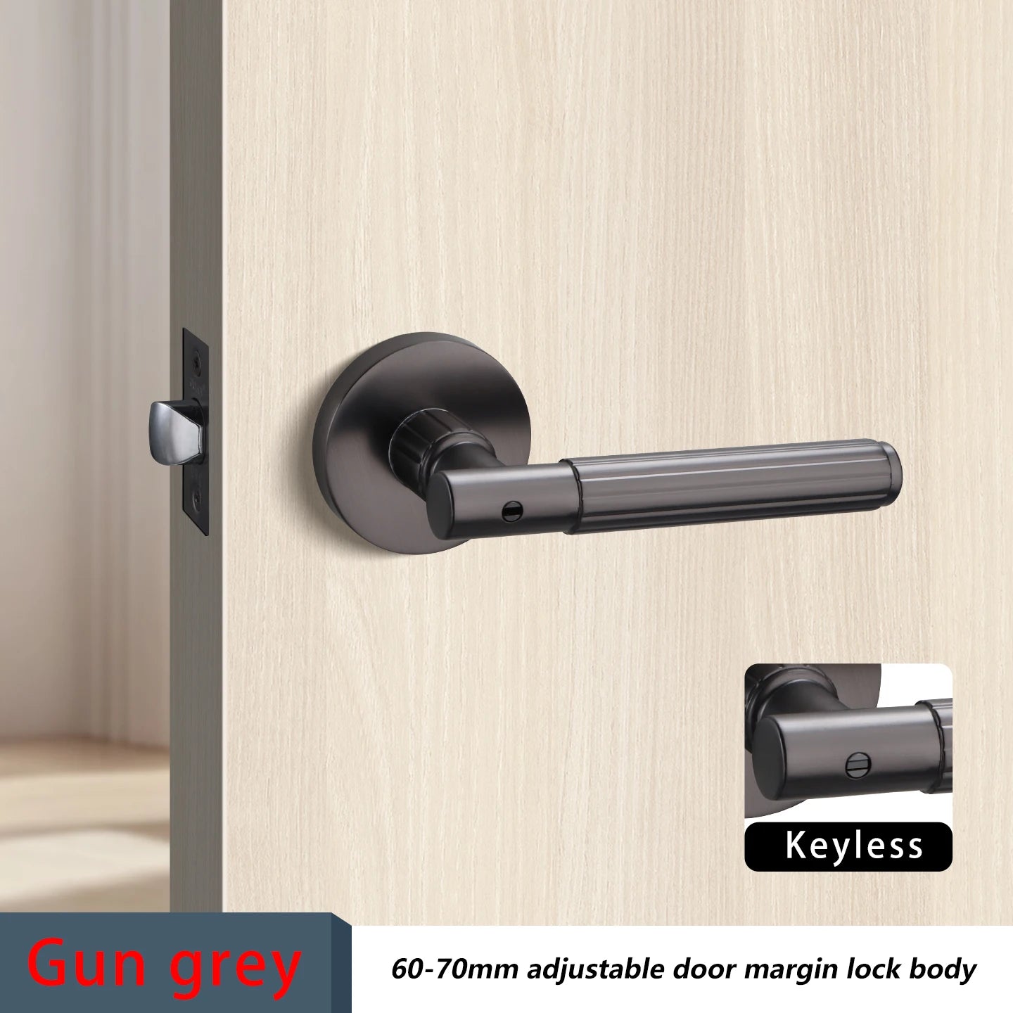 Bedroom Black Door Lock Magnetic Mute Lock Indoor Wooden Door Lock Bathroom Household Simple Door Handle Locks Handles Interior