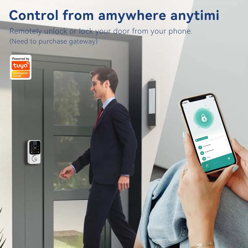 XSDTS Entry Smart Door Lock IC Card Key/Password/Fingerprint Tuya Smartlife APP Unlock Front Door Smart Lock Deadbolt