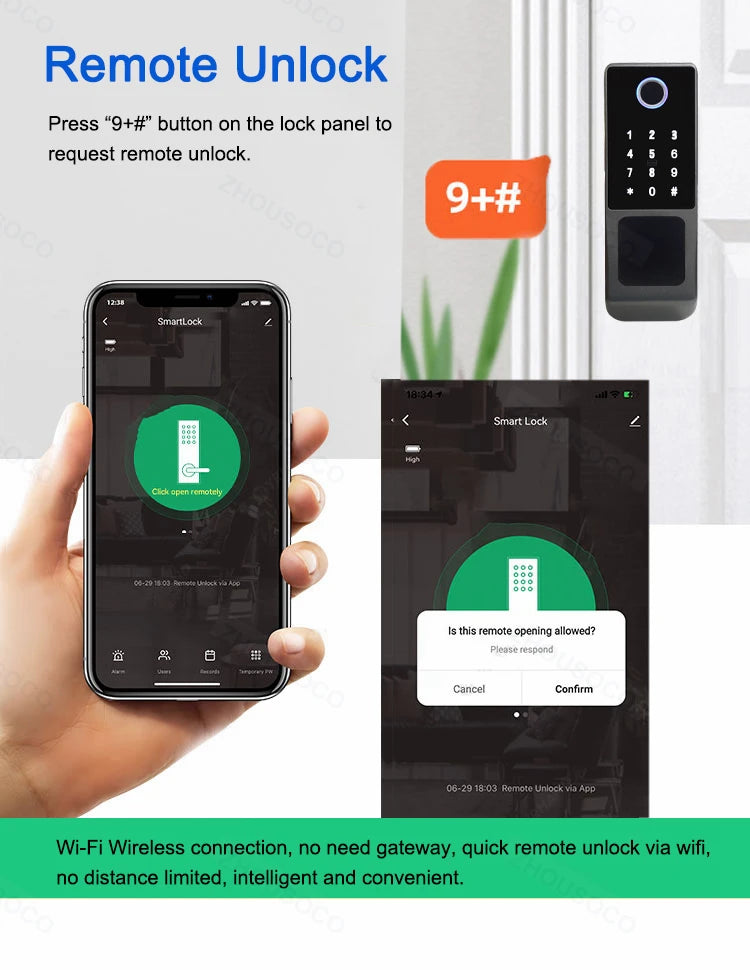 Fingerprint Lock Waterproof Tuya Wifi Remote Control Bluetooth TTLock App Card Digital Code Keyless Electronic Smart Door Lock
