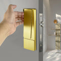Advanced security lock with invisible, ultra-thin design and gold finish, featuring a silent magnetic suction mechanism for indoor bedroom and bathroom doors.