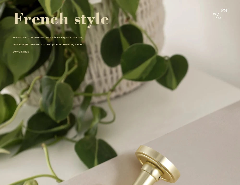 French door lock for indoor and household use, copper brushed matte wood door, split handle, bedroom silent lock