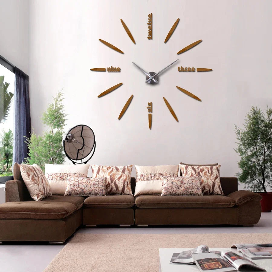 New fashion 3d wall clock reloj de pared quartz watch brief diy clocks living room large stickers decorative horloge murale