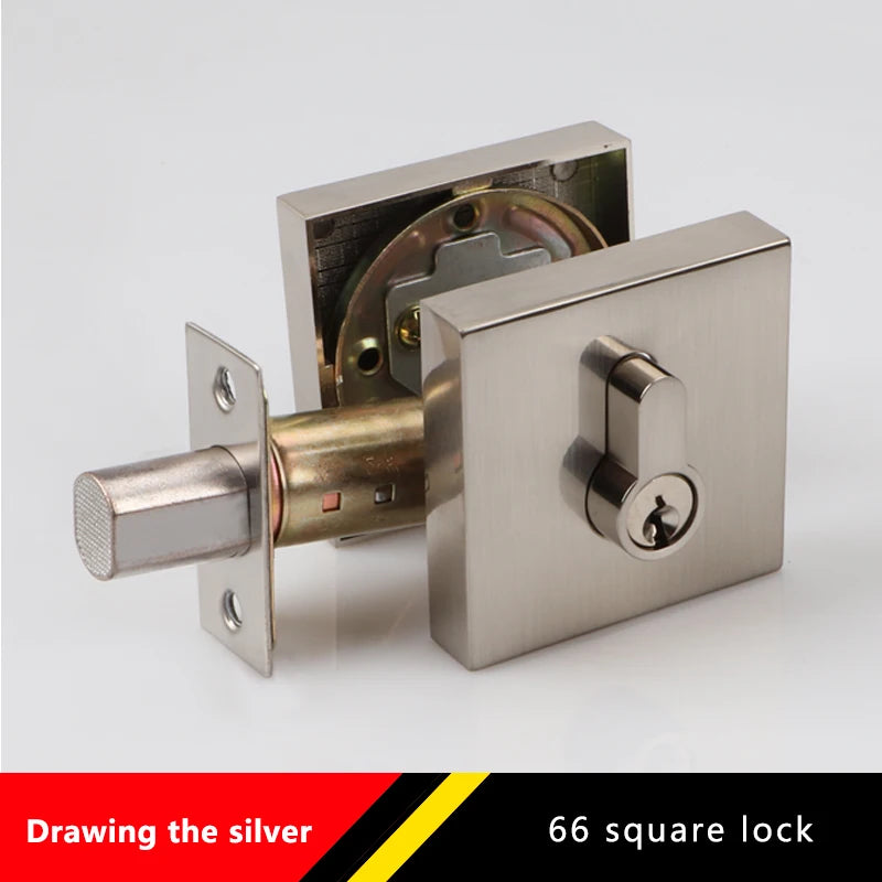 Zinc Alloy Deadlock Invisible Exit Square Door Lock Indoor Bedroom Passage Auxiliary Lock Door Single Tongue Hidden Lock