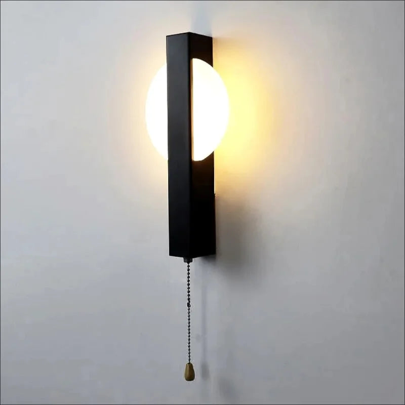 LED Nordic minimalist modern pull cord switch wall lamp for bedroom bedside living room study corridor indoor lighting fixtures