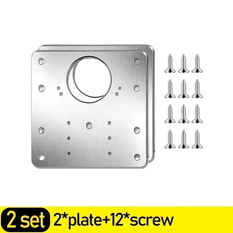 Cabinet Hinge Repair Plate Kit Stainless Steel Furniture Drawer Door Hinge Mounting Plate with Screw Flat Fixing Brackets Tools