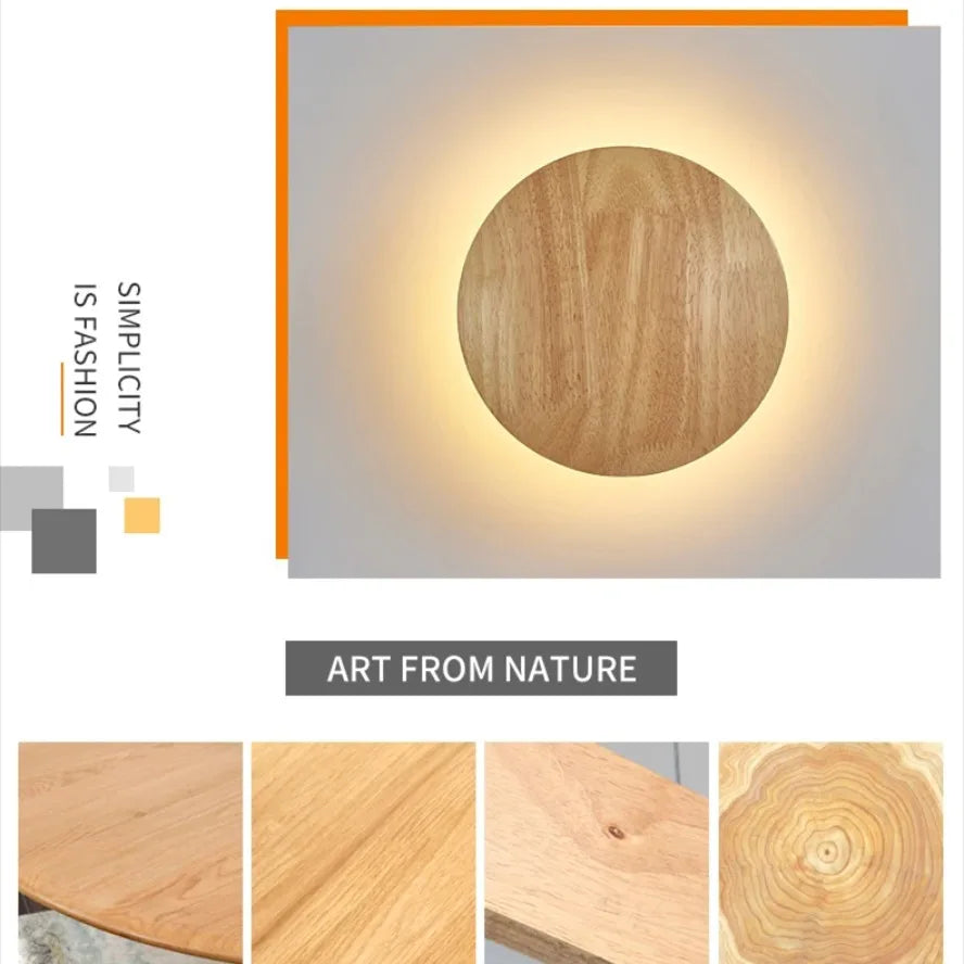 Original LED Wooden Craft Wall Lamp with Light Source Wall-mounted Indoor Lighting Atmosphere Lights COB Chip Bedside Lamp