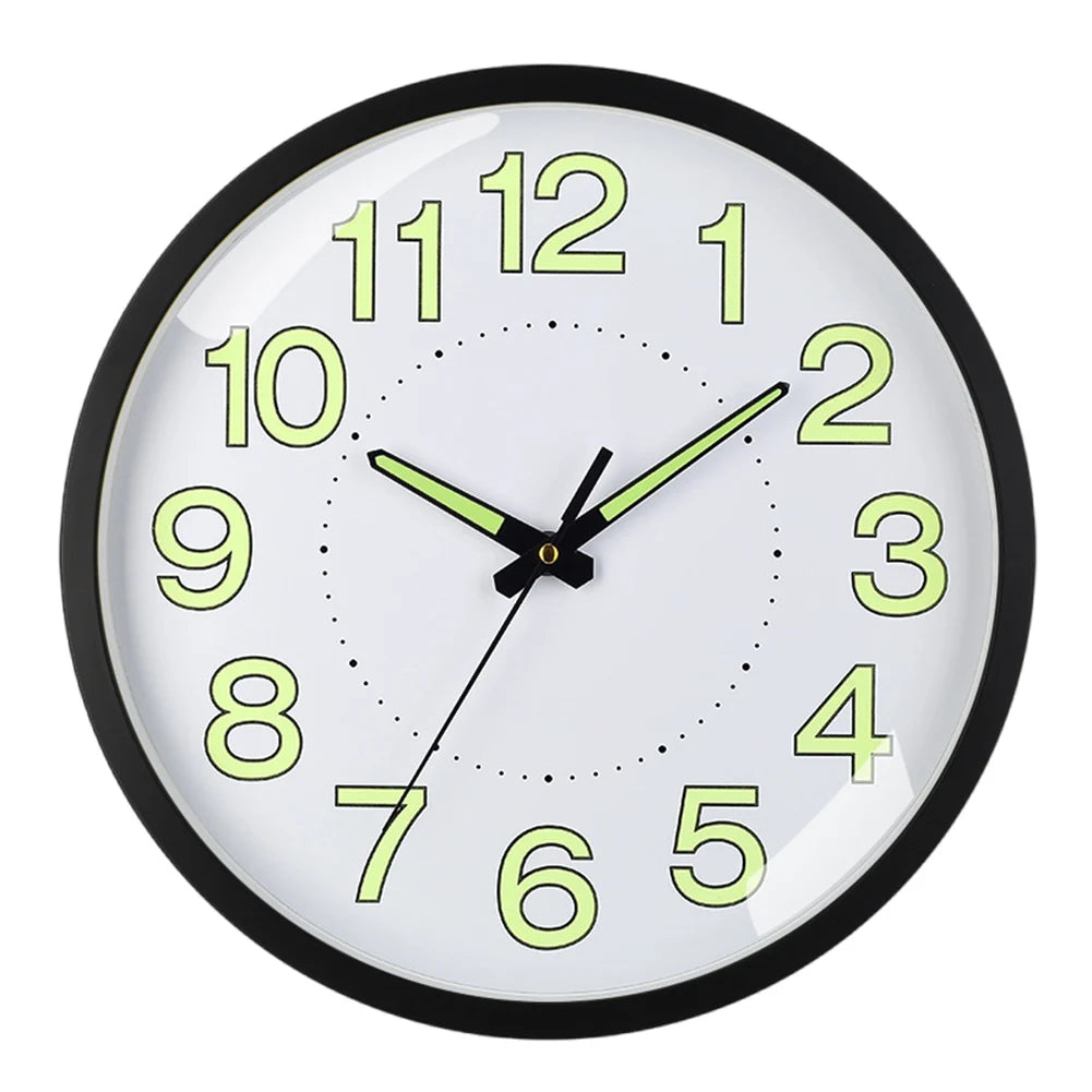 12inch Luminous Wall Clock Non-Ticking Silent Quartz Clock Energy-Absorbing Glow in The Dark Wall Time Clock for Bedroom Office