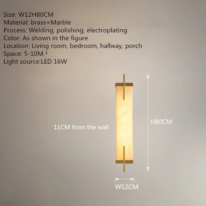 OUTELA Brass Wall Light LED Modern Luxury Marble Sconces Fixture Indoor Decor for Home Bedroom Living Room Corridor